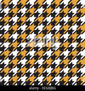 Modern Black, White and Camel Geometric Houndstooth Pattern Abstract Seamless Background - Vector Design Stock Vector