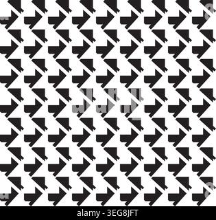 Modern Black and White Geometric Arrows Pattern Abstract Seamless Background - Vector Design Stock Vector