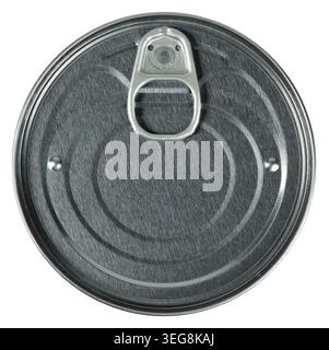 Tin can seen from above isolated on white background Stock Photo