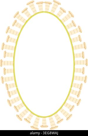 Old column frame. Stylish geometric empty oval frame. Element for design, invitations, gift cards Stock Vector