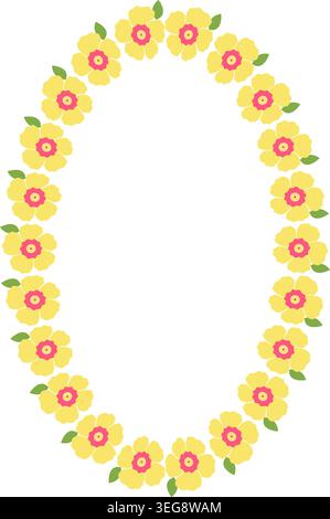 Wreath frame with flower elements. Trendy graphic template. Cute empty frame box Stock Vector