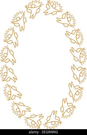 Holy Angel frame. Christmas star, cute cartoon new year holidays 2d illustration. Frame with empty space Stock Vector
