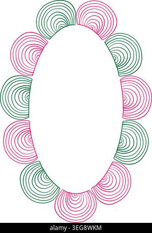 Doodle frame with colorful elements. Trendy graphic template. Cute empty frame box Stock Vector