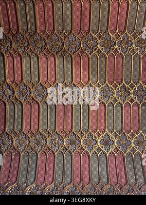 Ornate Gilded Ceiling Panels With Repeating Victorian Floral Pattern And Gold Filigree, Westminster Abbey, London, UK Stock Photo