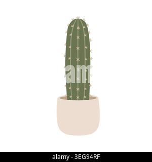 Cactus in pot illustration isolated on white background. Stock Vector