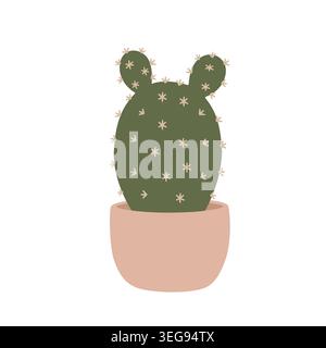Prickly pear cactus in pot illustration.  Stock Vector