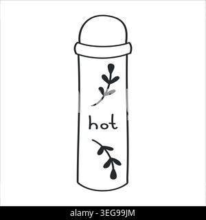 Minimalist line art of a thermos bottle, doodle insulated vacuum flask for hot and cold beverages. Minimalist stylized vector icon illustration  Stock Vector