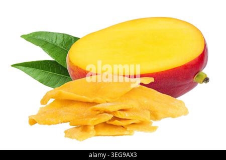 dried mango and fresh isolated on white background Stock Photo