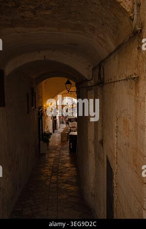narrow lane in downtown Polignano a Mare in Apulia Stock Photo