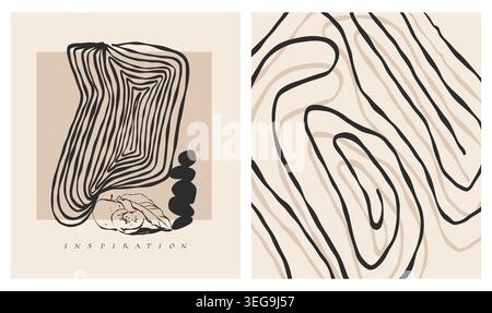 Hand drawn vector abstract graphic line simple,contemporary collection print set with female figures silhouette shapes.Fashion feminine concept design Stock Vector
