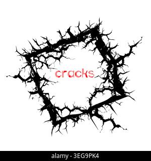 Abstract frame with cracks Hand drawn. Not AI, vector illustration. Stock Vector