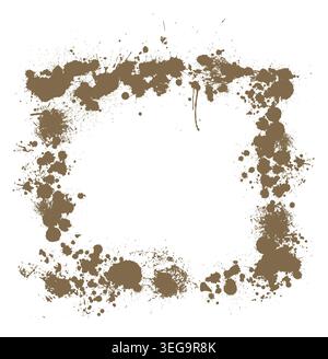 Monochrome brown frame background with paint strokes. Hand drawn. Not AI, vector illustration. Stock Vector
