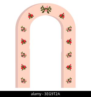 A wedding arch decorated with pink and red roses. Vector illustration isolated on a white background. Stock Vector