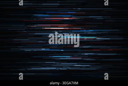 Glitch lines background with colorful lines. Digital data distortion effect. Cyber speed motion backdrop. Futuristic tech texture for network Stock Vector