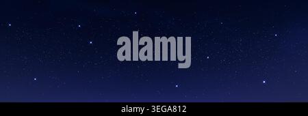 Starry night sky. Space background with glowing stars and deep blue galaxy. Beautiful milky way. Cosmic universe backdrop for astronomy, sci fi or Stock Vector