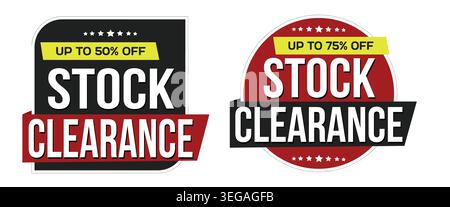 Stock clearance labels set on white background, vector illustration Stock Vector