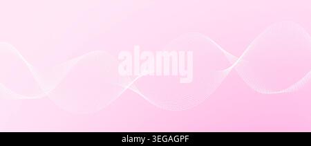 Pink dotted wave pattern background. Abstract halftone undulate flowing particle lines. Wavy curved dashed design element for poster, banner, presentation, booklet, brochure. Vector wallpaper Stock Vector