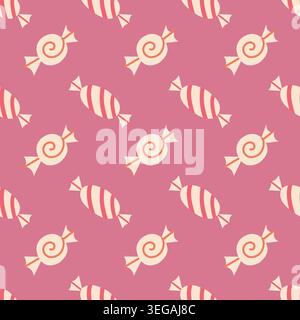 Sweet candy seamless pattern with hand drawn bonbon for textile and birthday packaging design Stock Vector