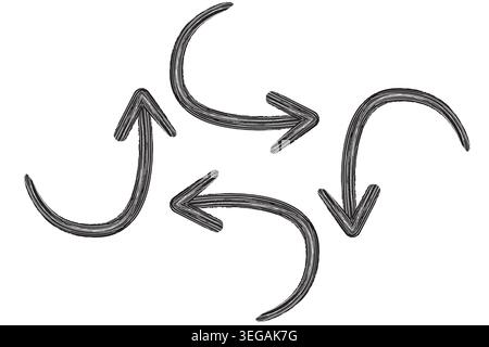 Grunge brush arrow set with distressed texture for direction and design elements Stock Vector