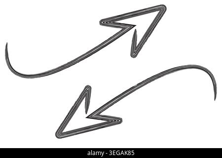 Grunge brush arrow set with distressed texture for direction and design elements Stock Vector