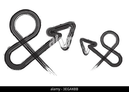 Grunge brush arrow set with distressed texture for direction and design elements Stock Vector