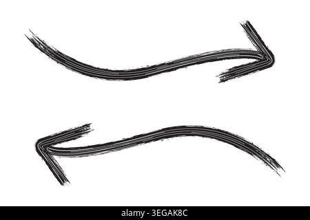 Grunge brush arrow set with distressed texture for direction and design elements Stock Vector