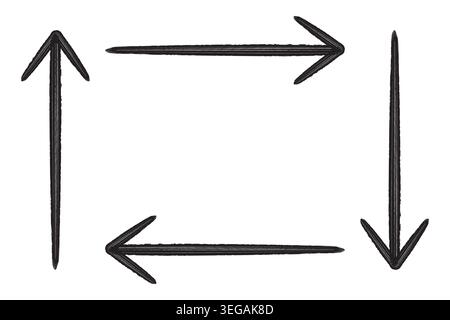 Grunge brush arrow set with distressed texture for direction and design elements Stock Vector