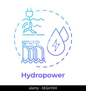 Hydropower blue gradient concept icon Stock Vector