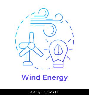 Wind energy blue gradient concept icon Stock Vector