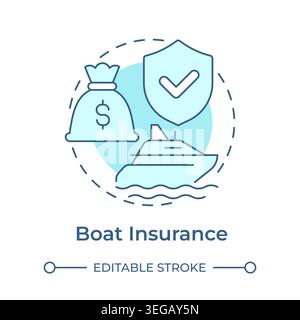 Boat insurance soft blue concept icon Stock Vector