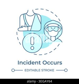 Incident occurs soft blue concept icon Stock Vector