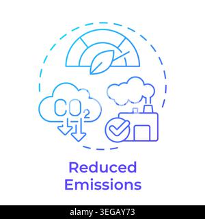 Reduced emissions blue gradient concept icon Stock Vector