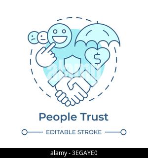 People trust soft blue concept icon Stock Vector