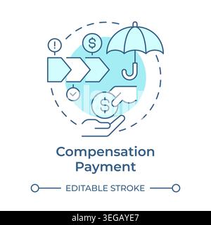 Compensation payment soft blue concept icon Stock Vector
