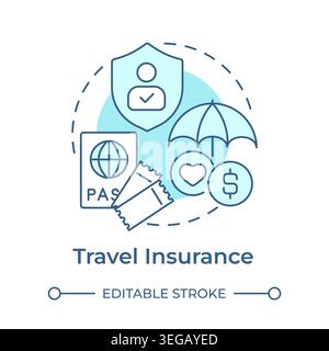 Travel insurance soft blue concept icon Stock Vector