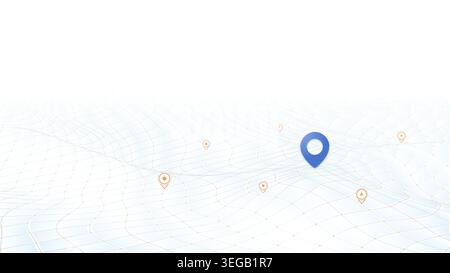 Locator position point. GPS tracking system to navigate around the city landmarks. Detailed city street map with directions to different locations Stock Vector