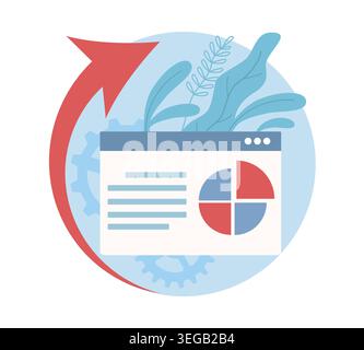 Online workflow analysis. Testing of internet platform, program consistency, no failures, dashboard interface, web report with charts, business Stock Vector