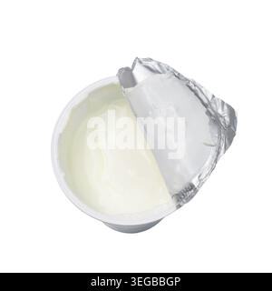 An open yogurt pot on a transparent background Stock Photo