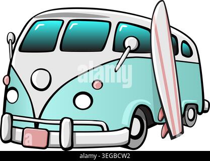 Beach Bus - pastel Stock Vector