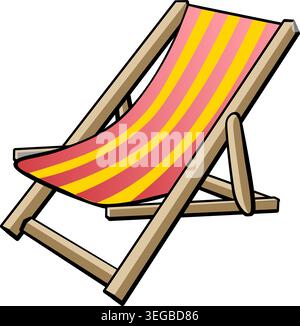 Beach Chair Wood - full color Stock Vector