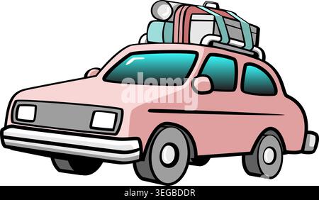Loaded Car - pastel Stock Vector