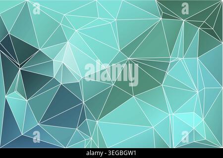 Turquoise green abstract low poly geometric background with white triangle mesh Stock Photo