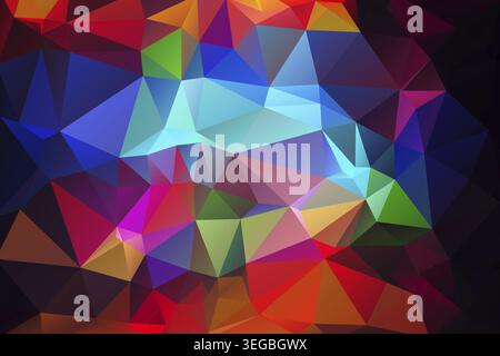 Blue red abstract low poly geometric background Stock Photo
