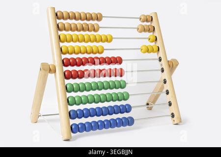 Colorful wooden abacus isolated on white background Stock Photo