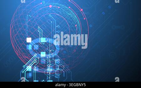 Technological vector background with colored spheres. Tech art. Stock Vector