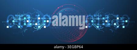 Technological vector background with colored spheres. Tech art. Stock Vector