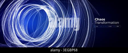Digital business chaos transformation data network smart communication technology concept. AI abstract blue futuristic background, data flow Stock Vector