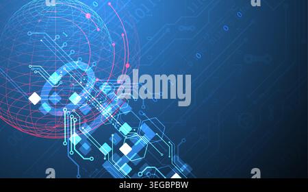Technological vector background with colored spheres. Tech art. Stock Vector