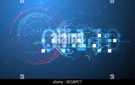 Technological vector background with colored spheres. Tech art. Stock Vector