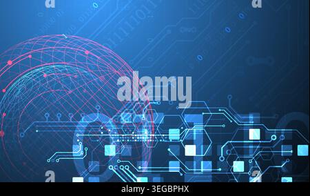 Technological vector background with colored spheres. Tech art. Stock Vector